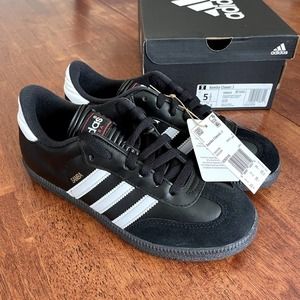 Adidas Samba Leather Retro Sneakers Size 6.5 Women’s Black White Gum NWT